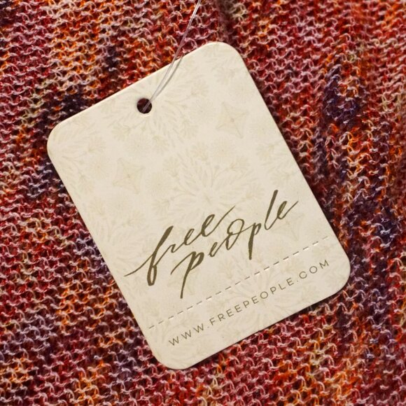 Free People Red Floral Cherry Combo Boho Cardigan Cropped Women’s Small - Picture 10 of 11